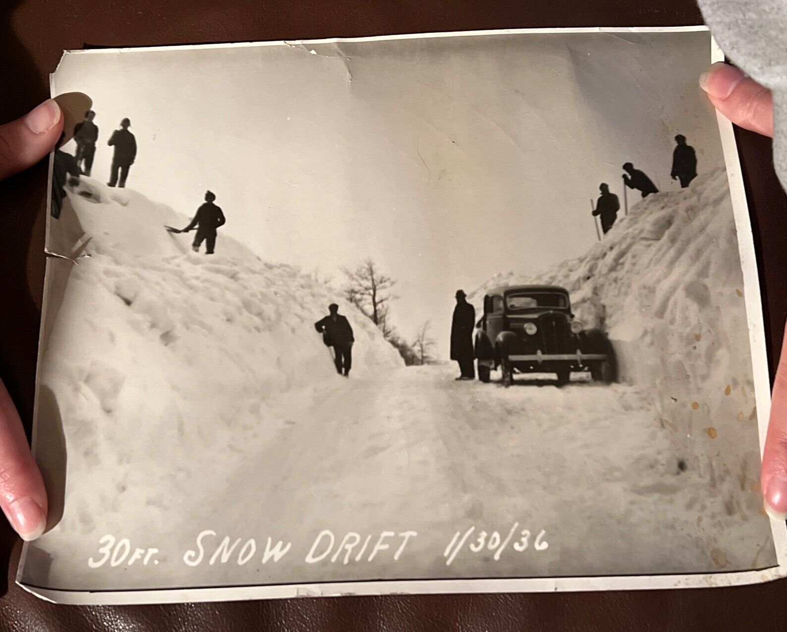 Jan 1936 Lot of 2 Photos 30’ Snow Drifts Storm Carrolltown PA 8”x10” Sharbaugh’s