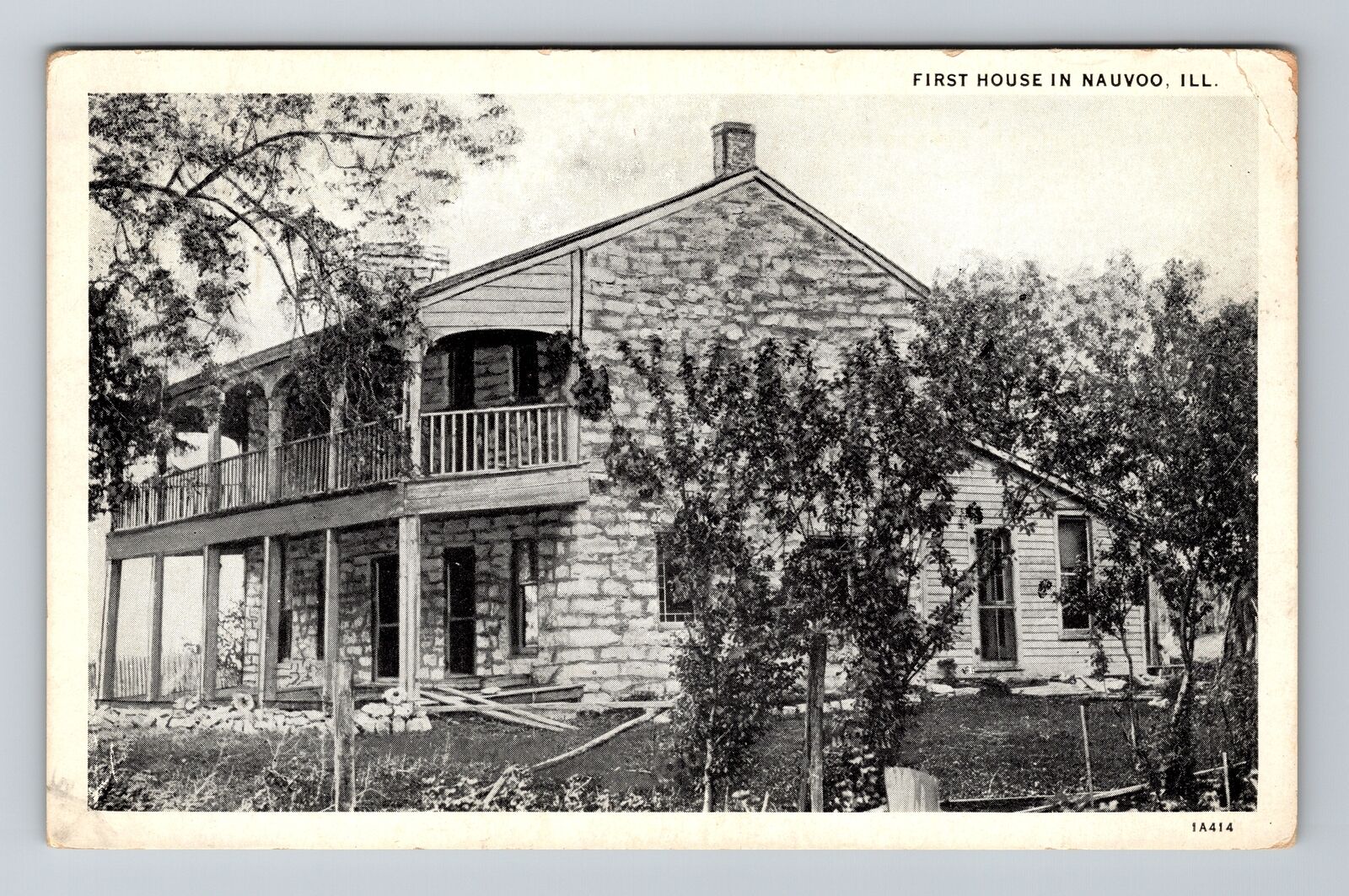 Nauvoo, IL-Illinois, First House in Town, Antique, Vintage Postcard