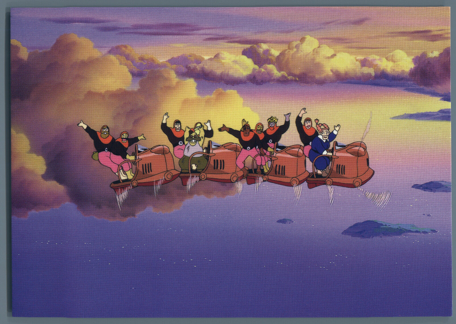 Castle in the Sky Studio Ghibli Postcard New Dola\'s Gang Waving Flying Flapterr