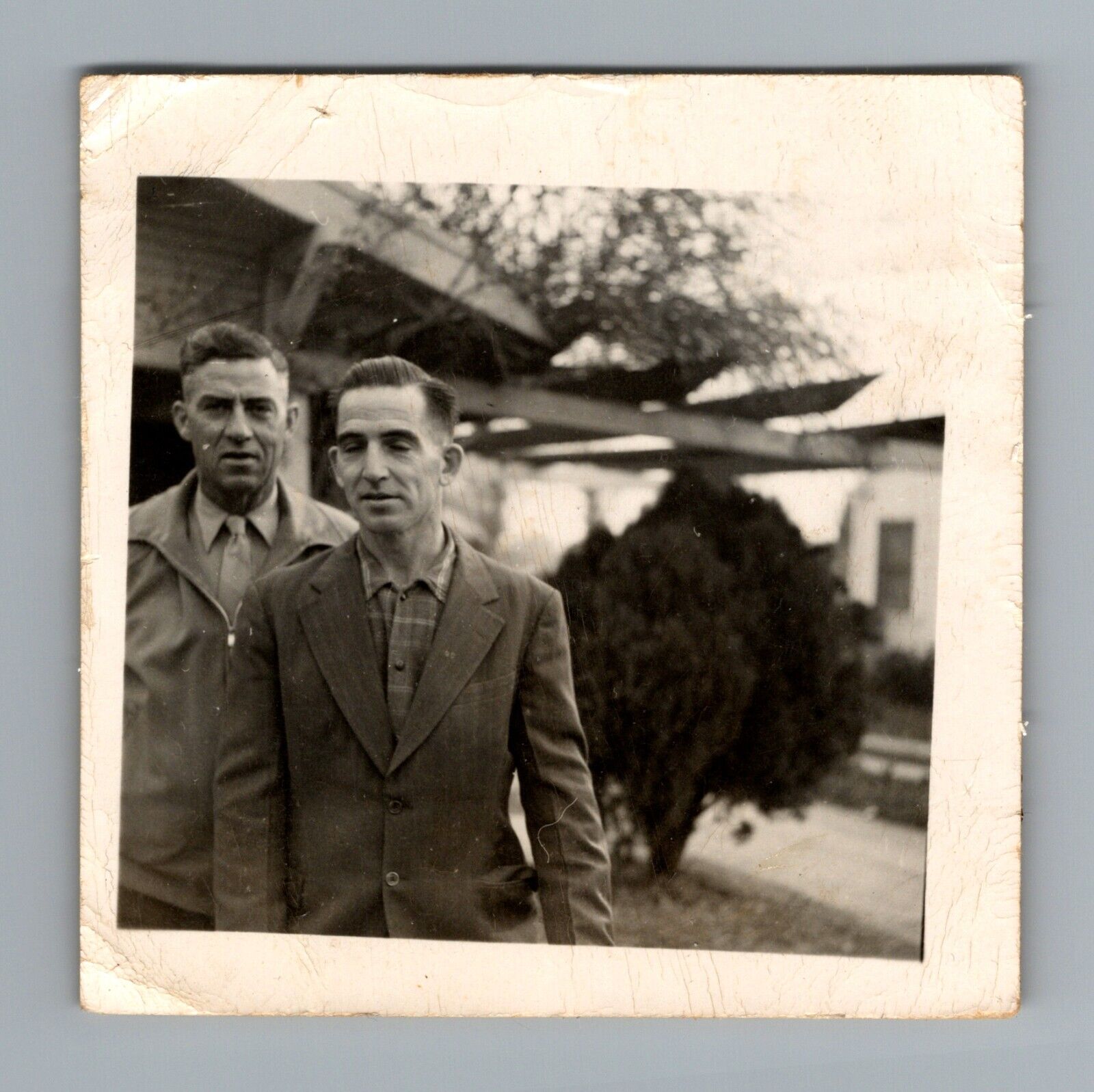 Vintage 1940s Portrait of Two Men Outdoors 2.5\
