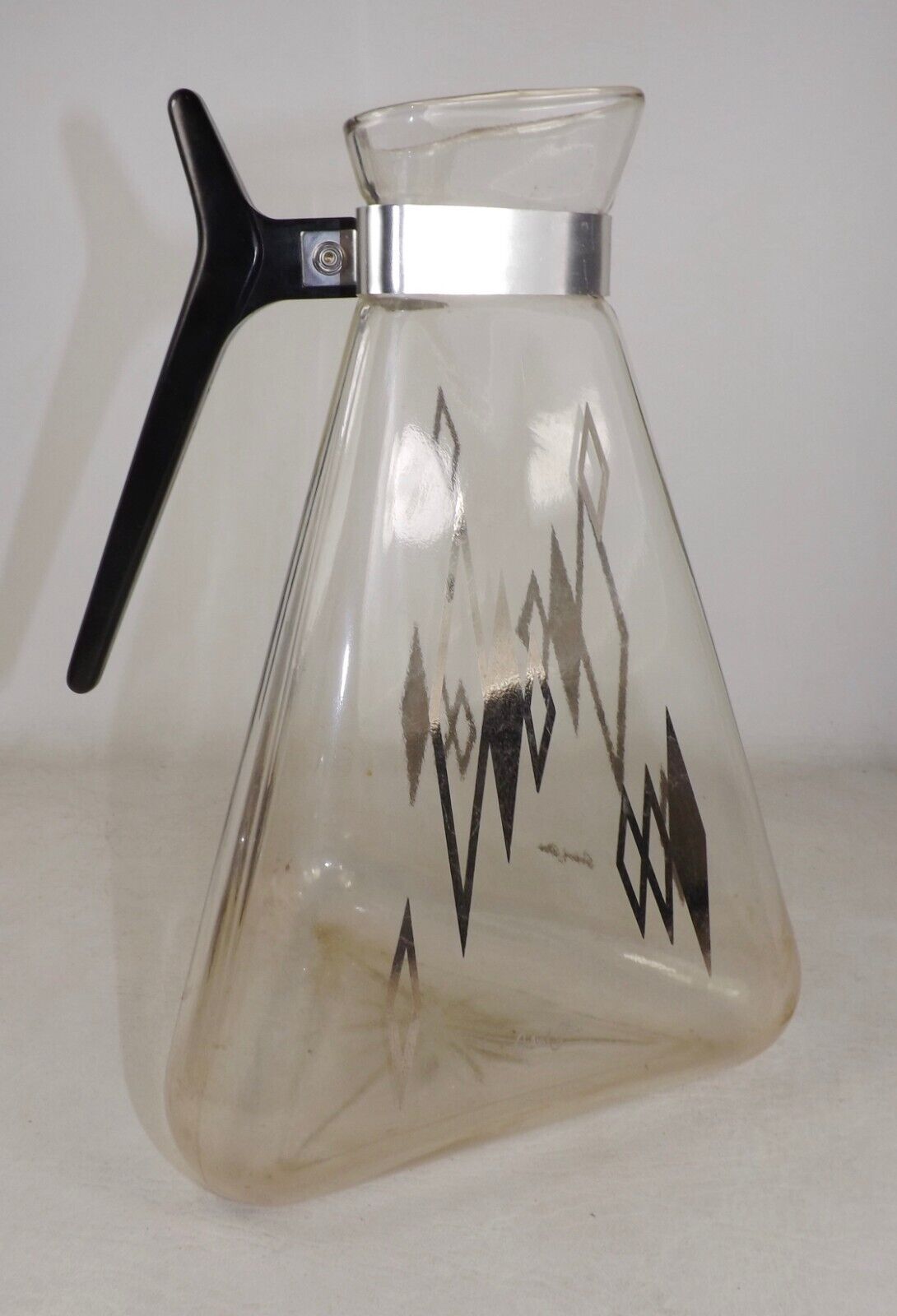 Vintage 50s Mid Century Atomic Coffee Carafe Pot Triangle Shape Inland Glass MCM