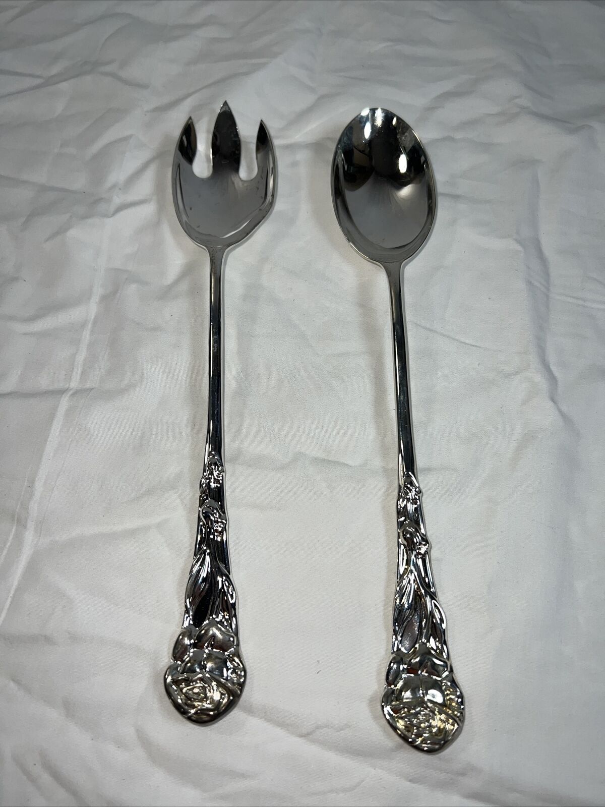 Godinger Silver Art Co. Serving spoon and Spork 10\