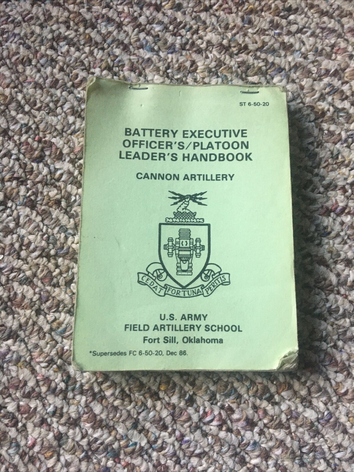 US Army Battery Executive Officers Leaders Handbook December 1986 ST-6-50-20