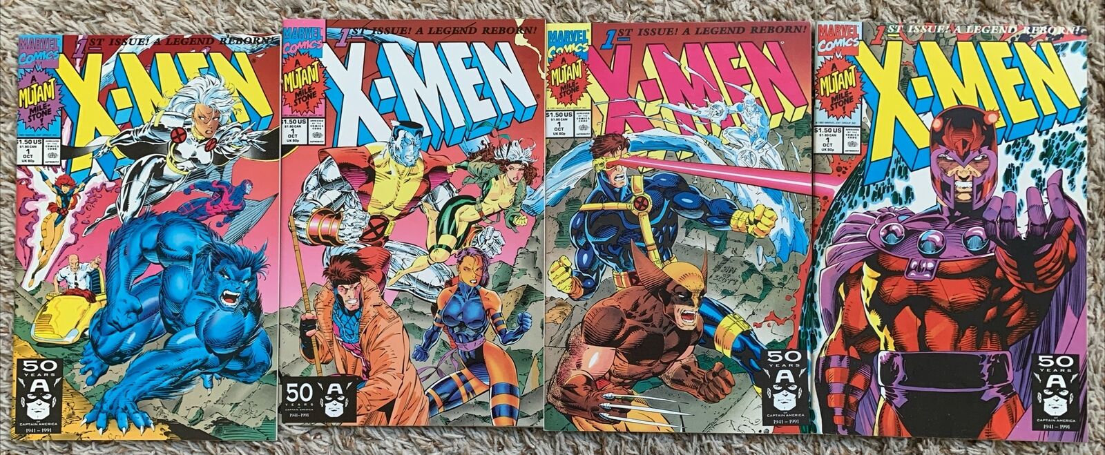 X-MEN #1 (Marvel 1991) JIM LEE Connecting Variants-Set of 4-Xmen 97-VF/NM