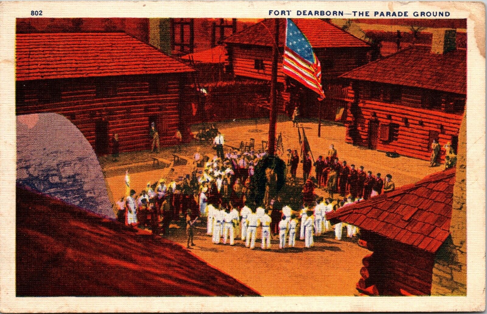 VTG Fort Dearborn Parade Ground Chicago World\'s Fair Illinois IL Linen Postcard