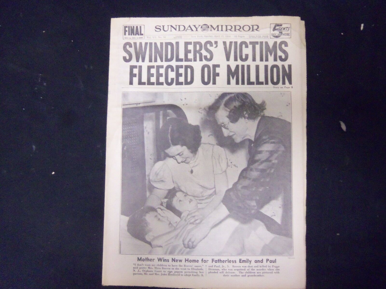 1938 APR 17 NEW YORK SUNDAY MIRROR-SWINDLERS' VICTIMS FLEECED OF MILLION-NP 2260