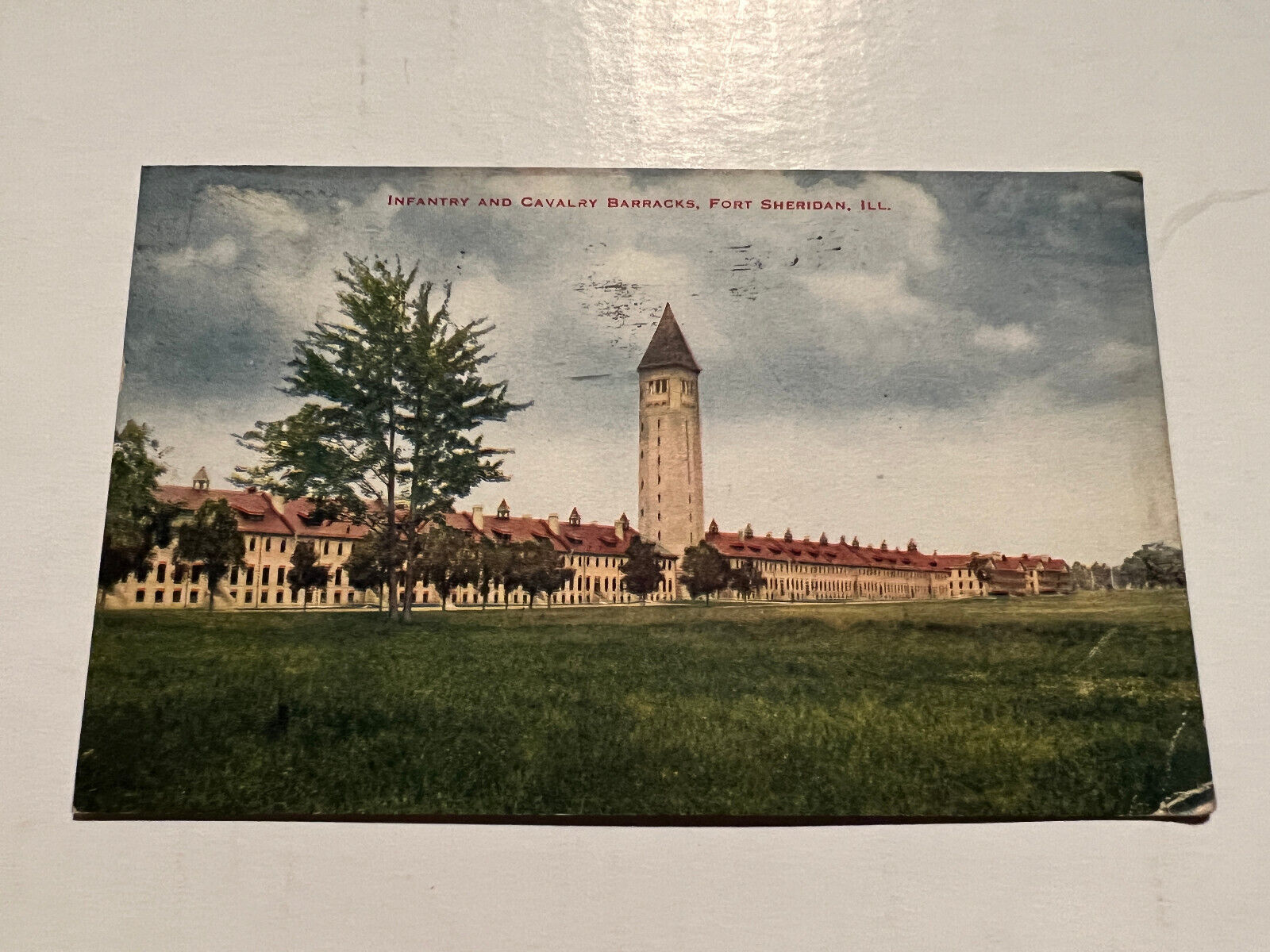 Old Postcard, Infantry and Cavalry Barracks, Fort Sheridan, IL, Postmarked 1917