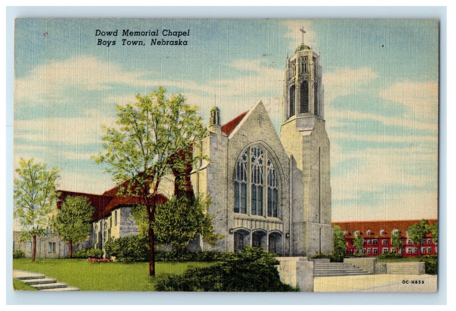 1951 Down Memorial Chapel Boys Town Nebraska NE Posted Vintage Postcard