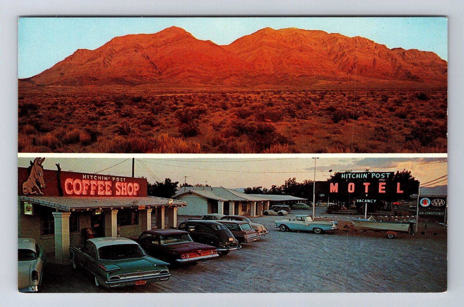 Las Vegas NV-Nevada, Hitchin\' Post Motel, Advertising, Vintage Postcard