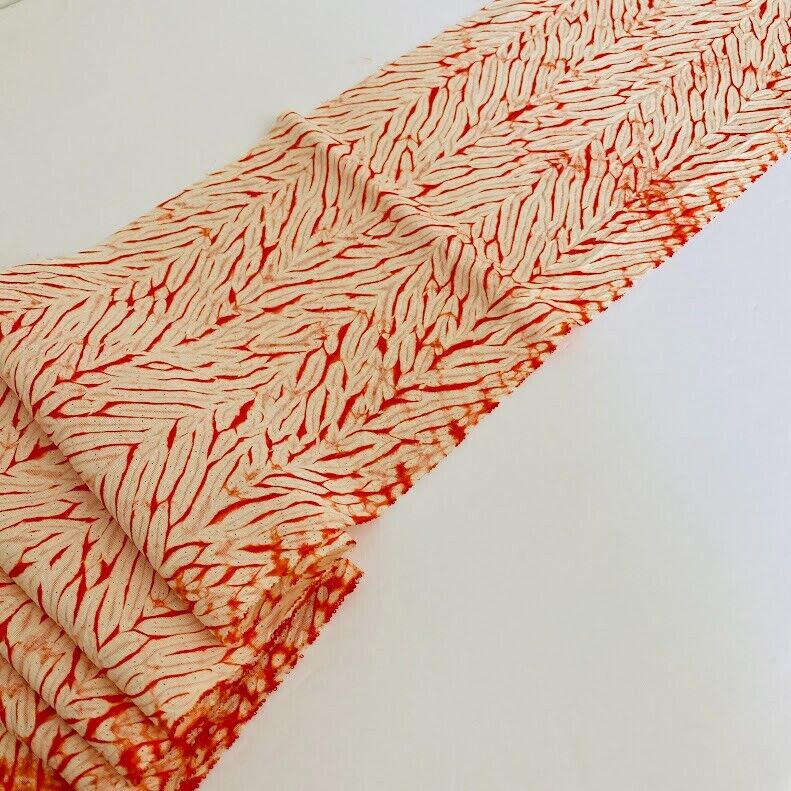 Orange Bush #C 7x58 Vintage Shibori Dyed Silk Japanese Kimono Fabric SE8