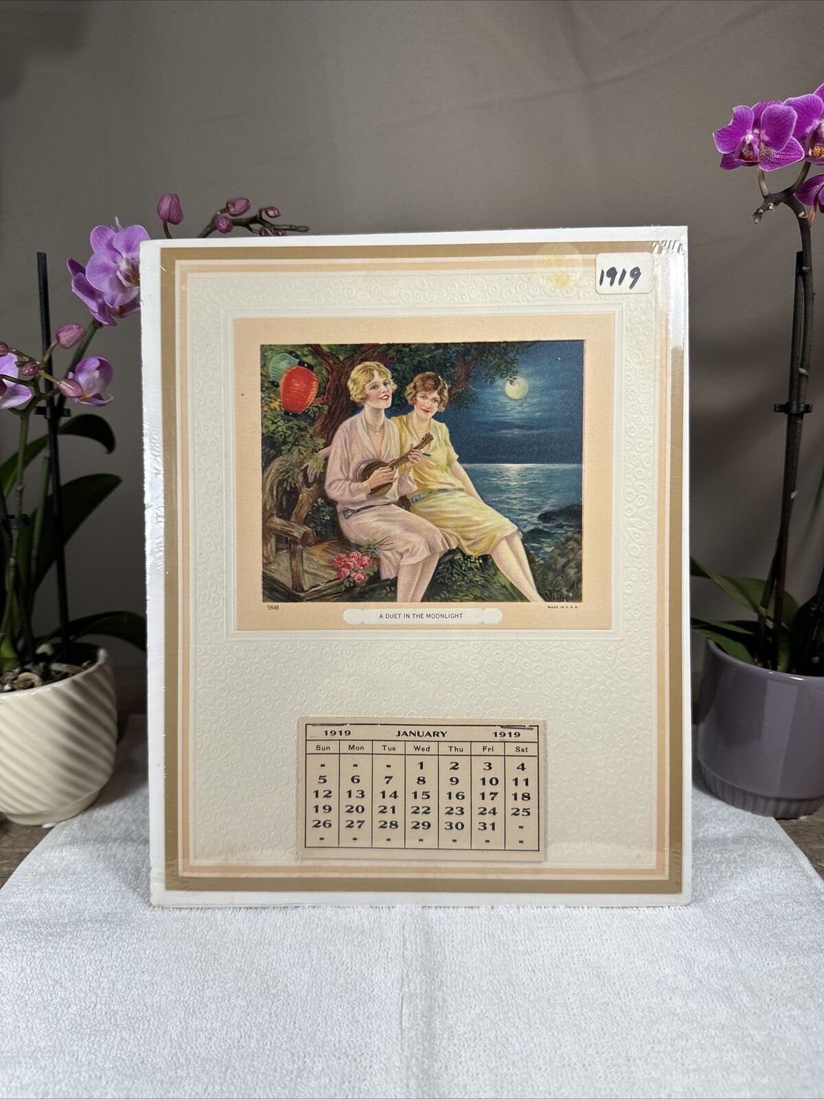 Antique 1919 Advertising Calendar Lithographic The Pilgrim Calendar Co RARE