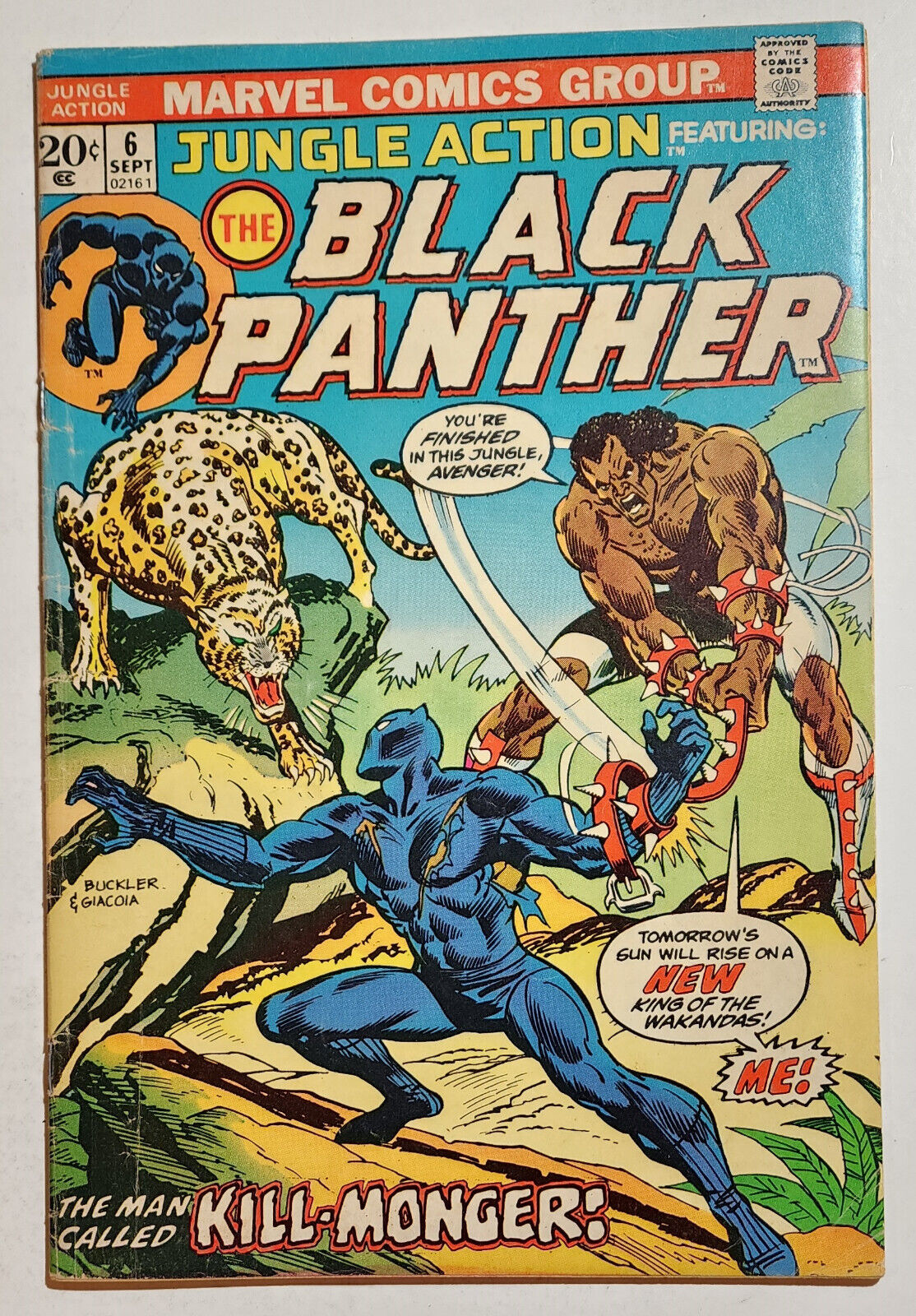 JUNGLE ACTION #6 1973 1st Solo BLACK PANTHER story, 1st appearance KILLMONGER FN