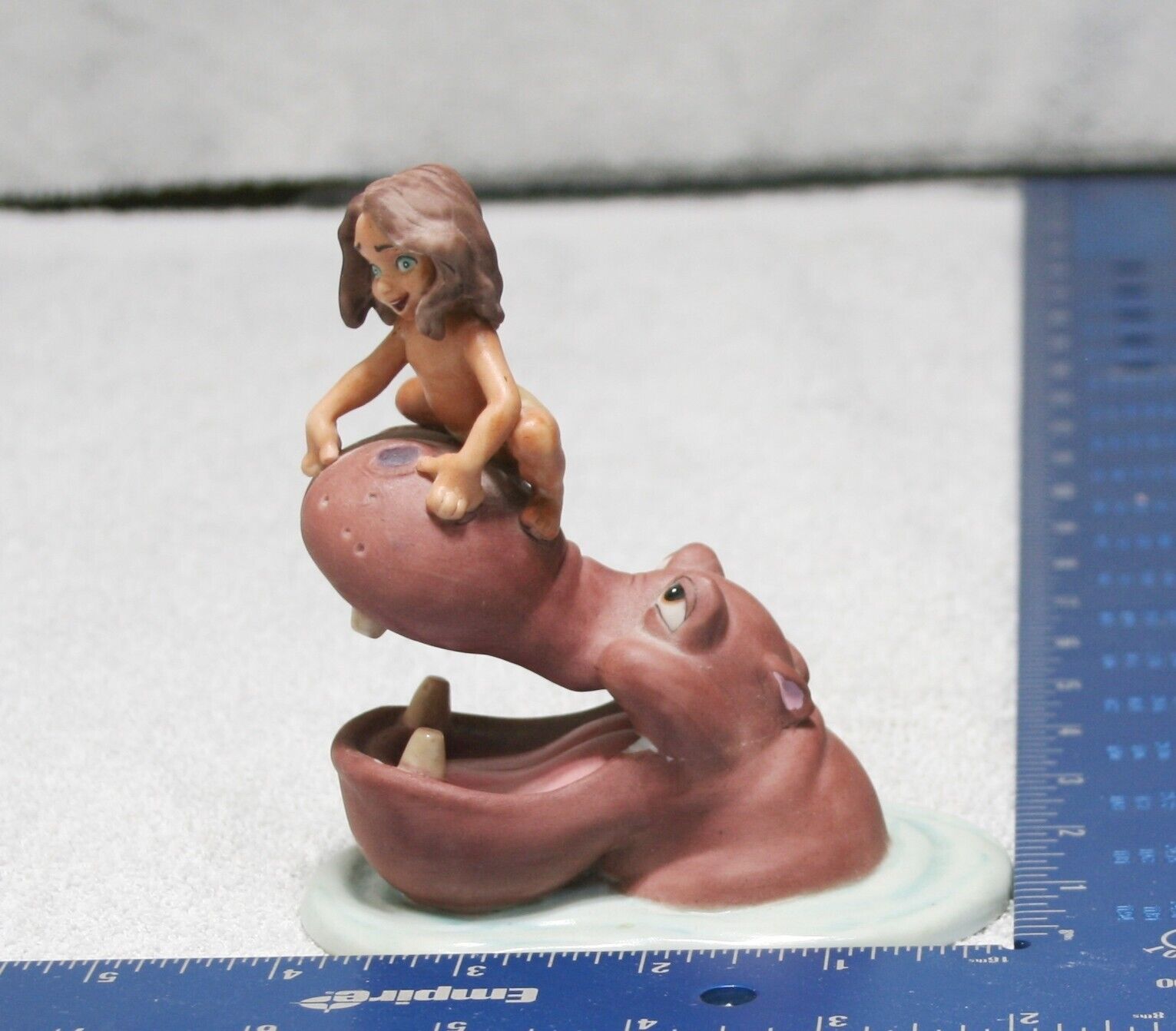 Rare VTG Burroughs Disney Porcelain Figurine Young Tarzan on Hippo Sri Lanka