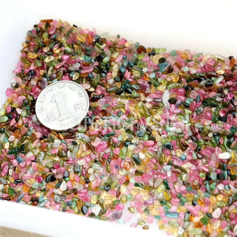 2.2LB Natural Colorful Tourmaline Tumbled Chips Stone Healing Reiki Crystal