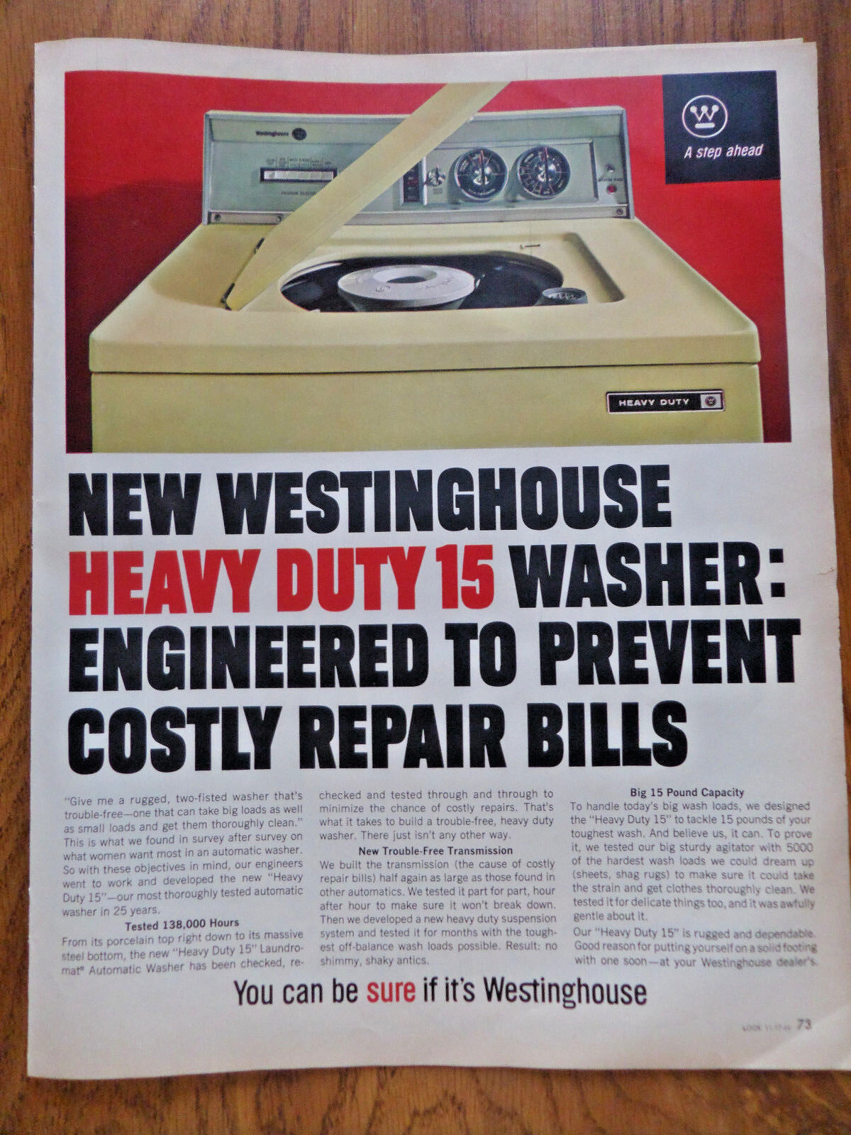 1964 Westinghouse Heavy Duty 15 Washer Ad