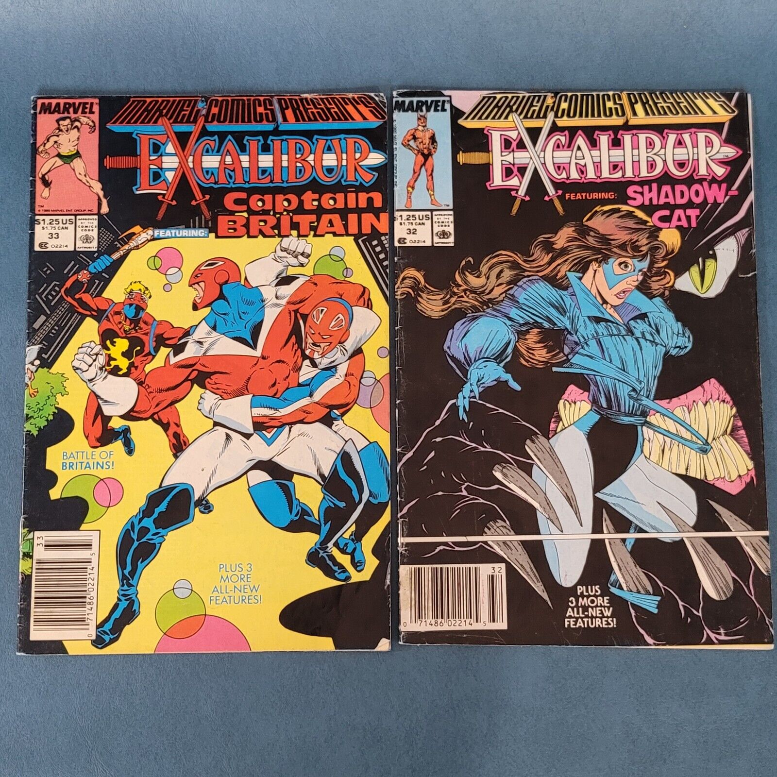 Lot Of 2 Excalibur Marvel Comics # 32 33 1989 Black Panther Shadow Cat