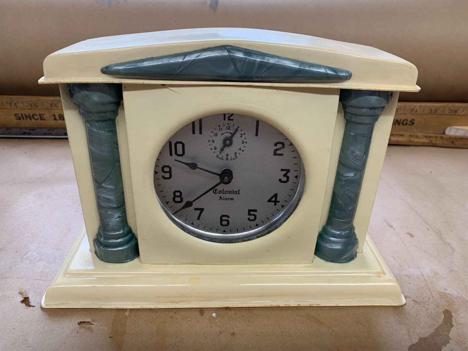 Colonial Alarm Clock 1913 Bakelite Edwardian Art Deco Rare Antique Clock Works