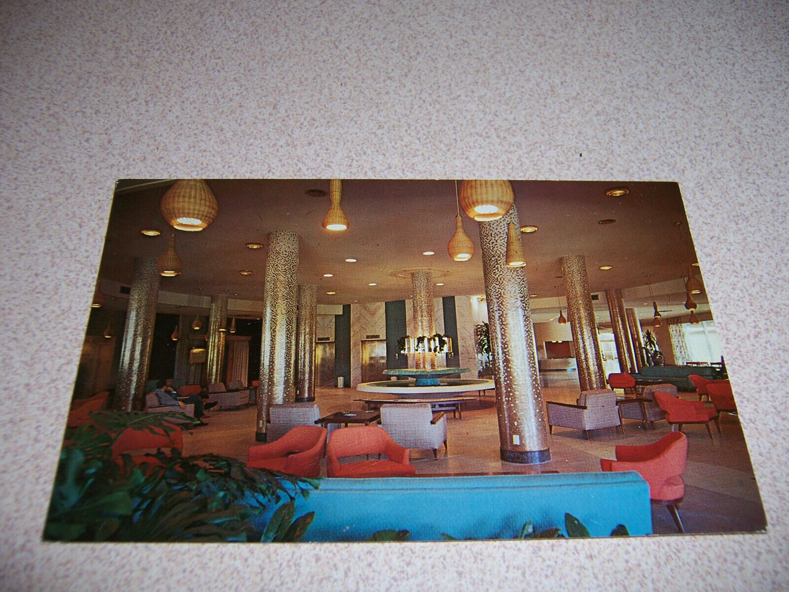 1950s LOBBY/LOUNGE, HOTEL SAN JUAN INTERCONTINENTAL, PUERTO RICO VTG POSTCARD