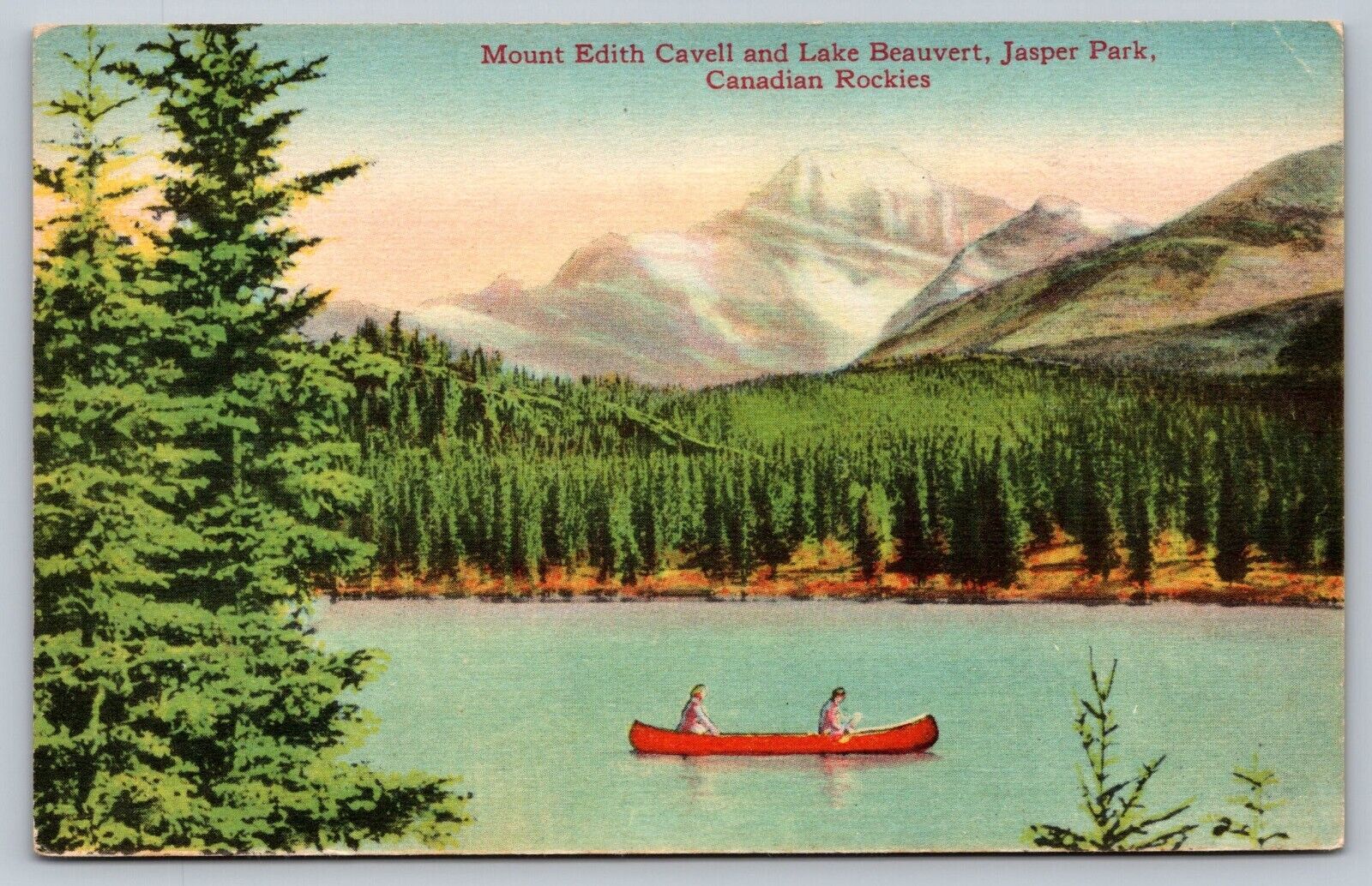 Jasper Alberta Canada - Lake Beauvert - Mount Edith - Canoe - Canadian Rockies