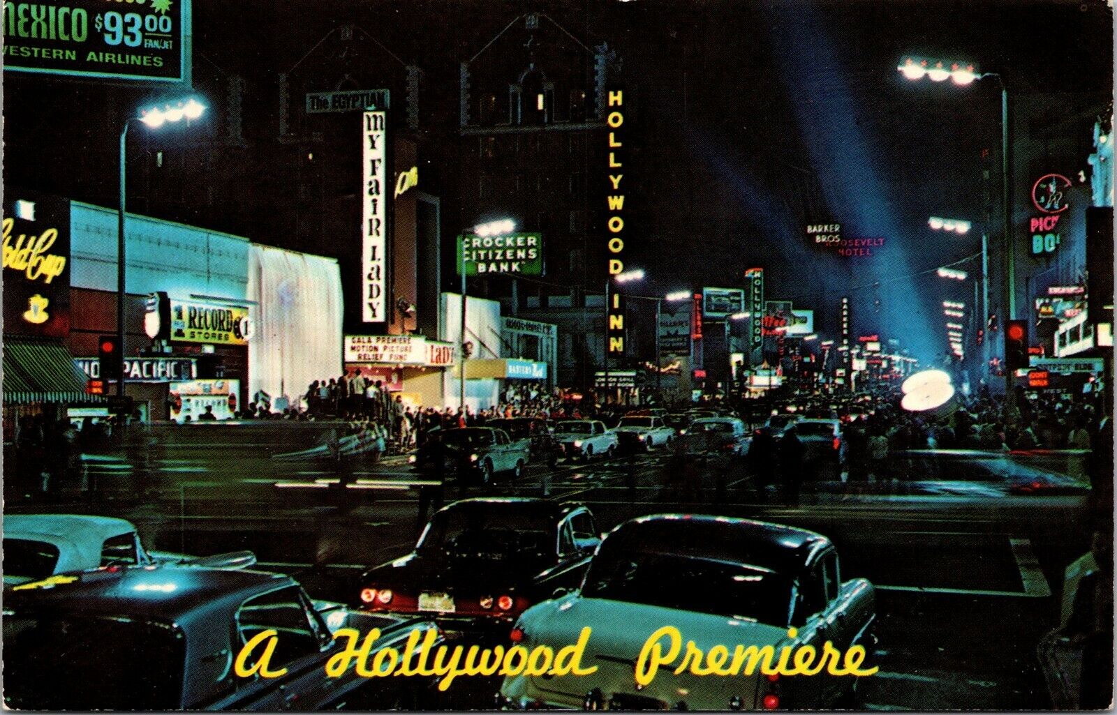 Vtg Hollywood CA A Hollywood Premiere My Fair Lady Old Cars 1960s Postcard