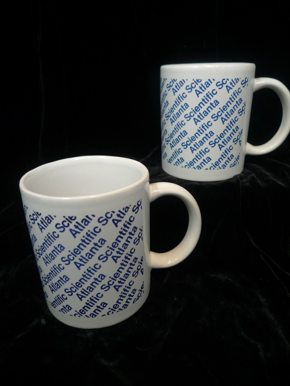 Scientific Atlanta White Ceramic Porcelain Coffee Cups Mugs Set of 2 Vintage  C
