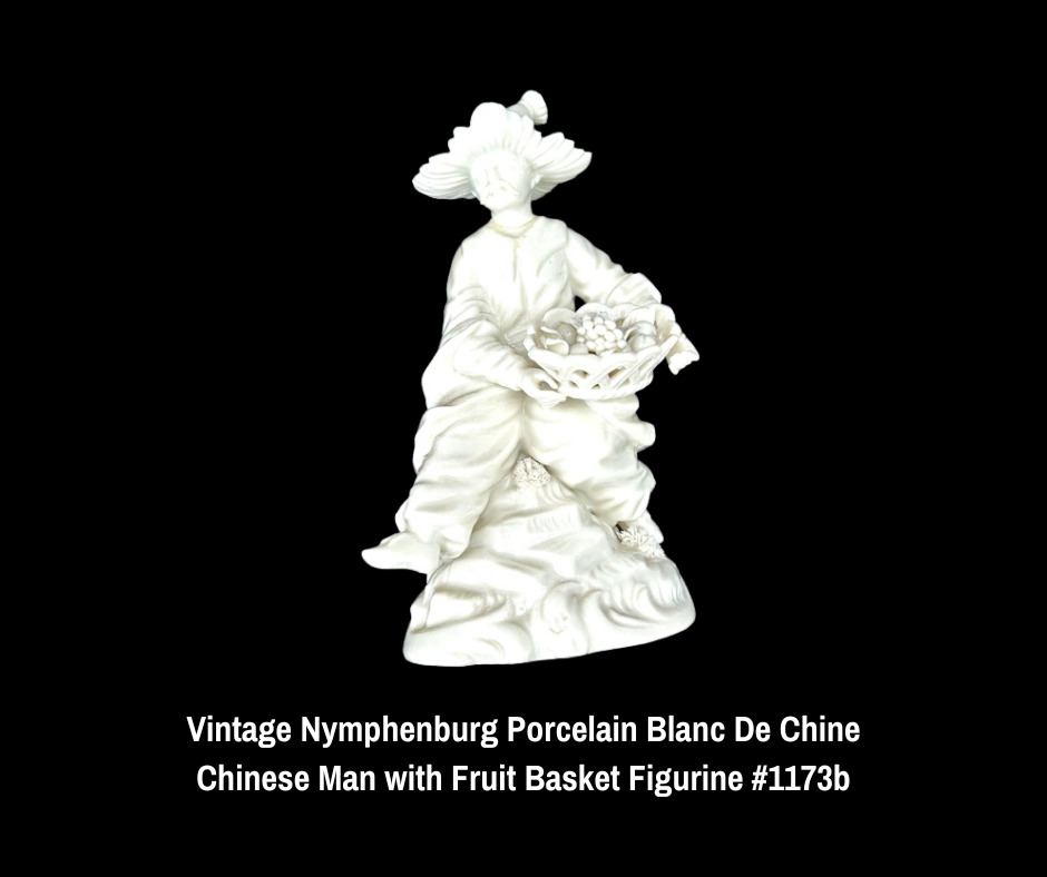 Vintage Nymphenburg Porcelain Blanc De Chine Chinese Man with Fruit Basket 1173B
