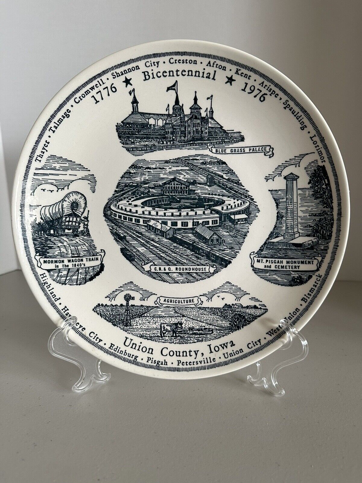Bicentennial 1776-1976 Union County Iowa Kettlesprings Plate