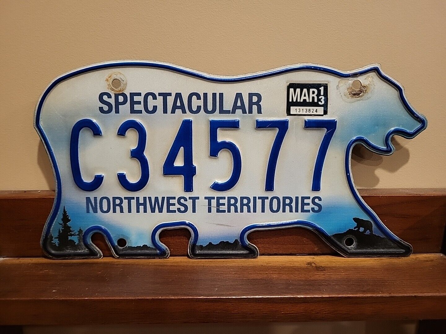 Northwest Territories 2013 SPECTACULAR POLAR BEAR License Plate # C34577  NWT