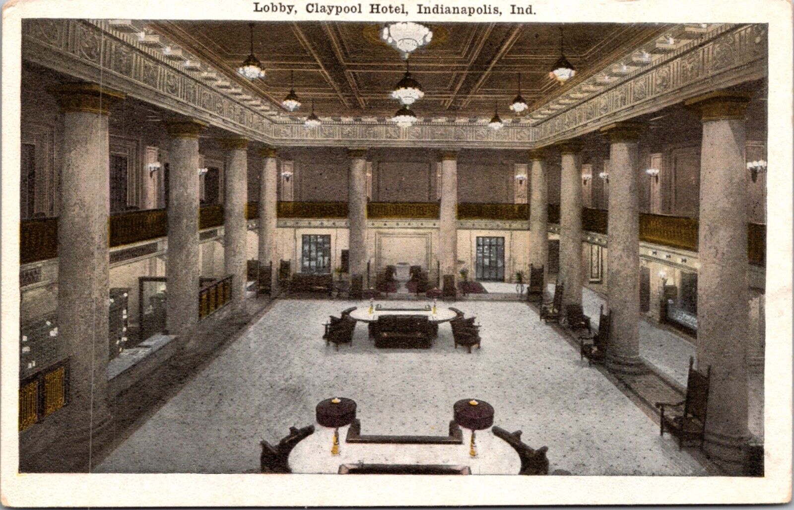 Postcard Lobby at Claypool Hotel in Indianapolis, Indiana