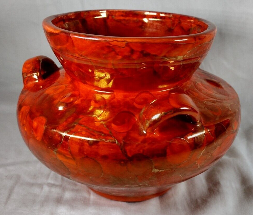 Gorgeous Bright Fire Orange and Gold* Mystery Pot Vase 6\