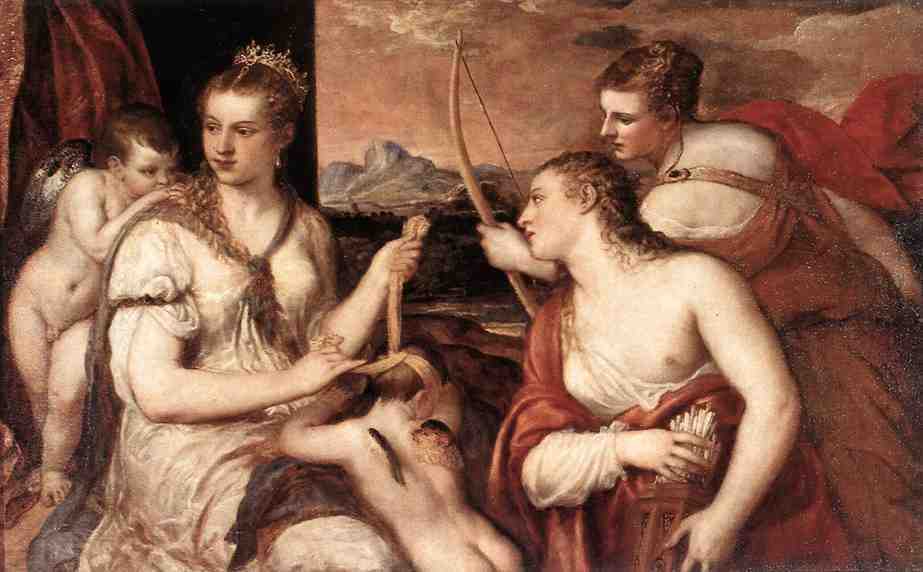 Titian Venus Blindfolding Cupid A4 Photo Print