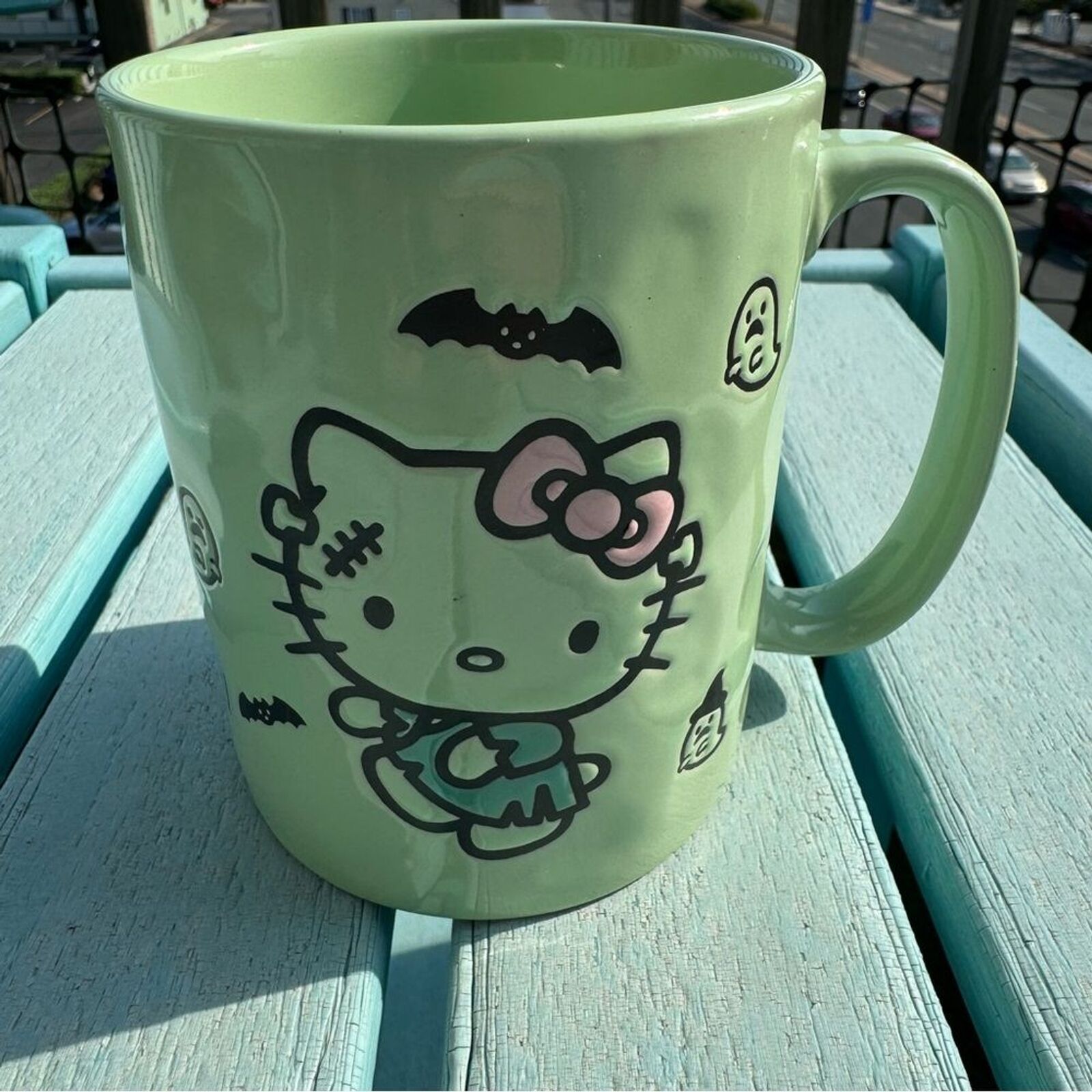 Hello Kitty Frankenstein’s Monster Halloween Coffee/Tea Mug Green NWOT