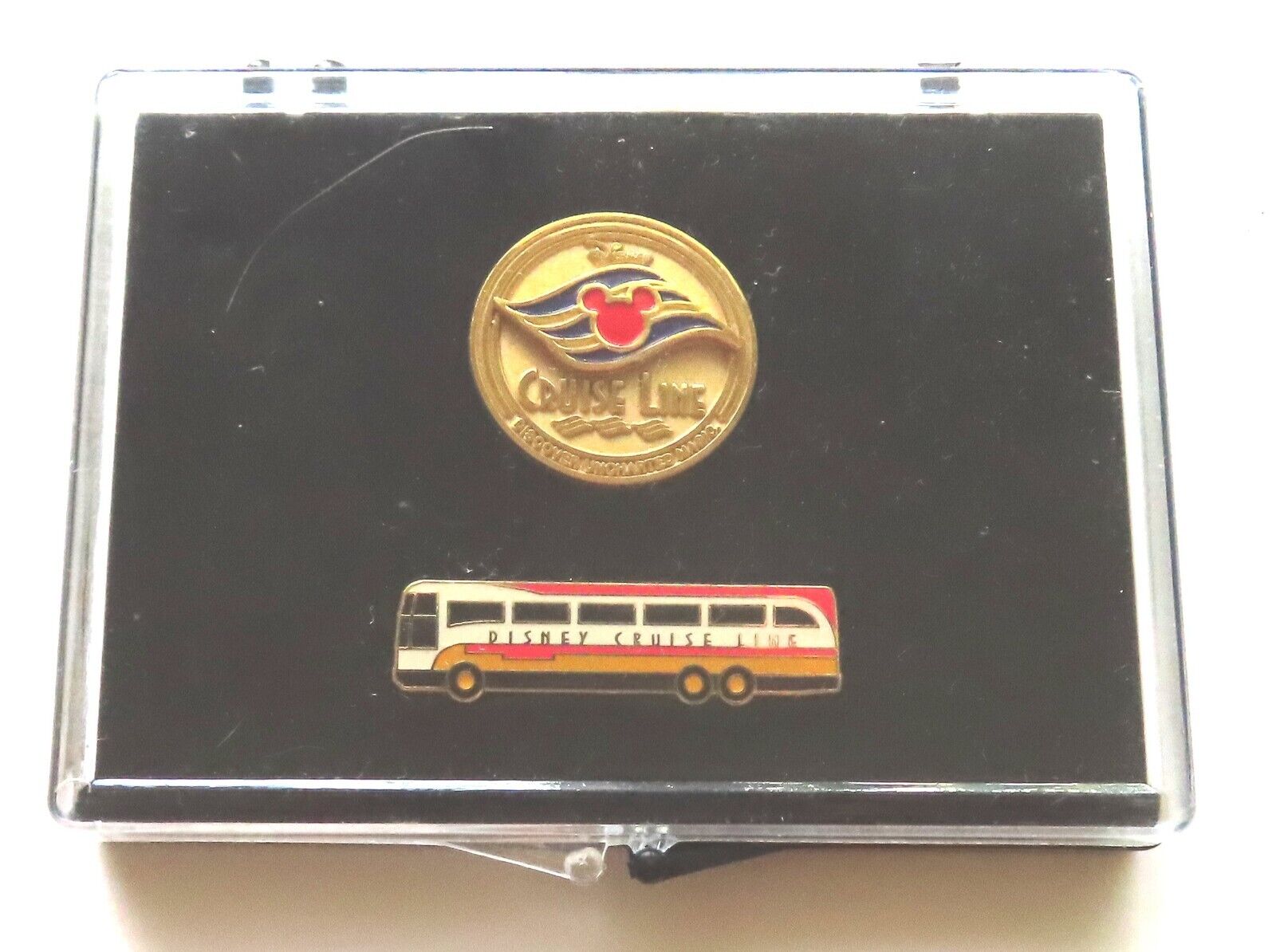 Disney Cruise Line pins: Bus and Logo boxed pair