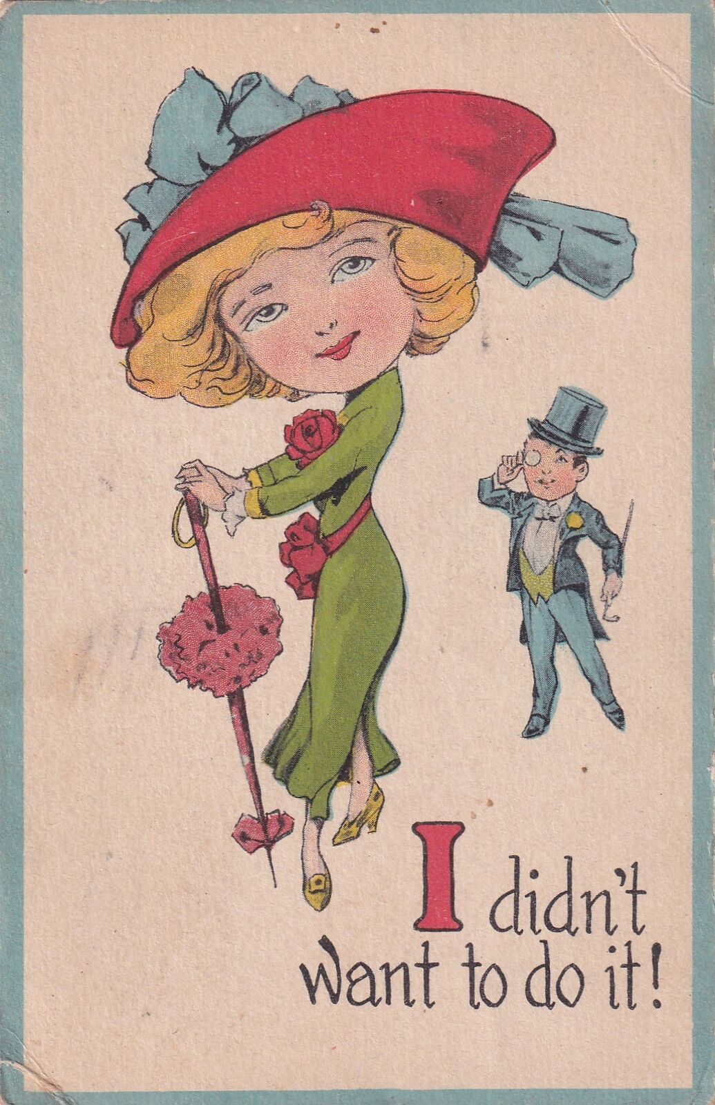 I Didn\'t Want To Do It 1915 Perry Iowa Postcard C35
