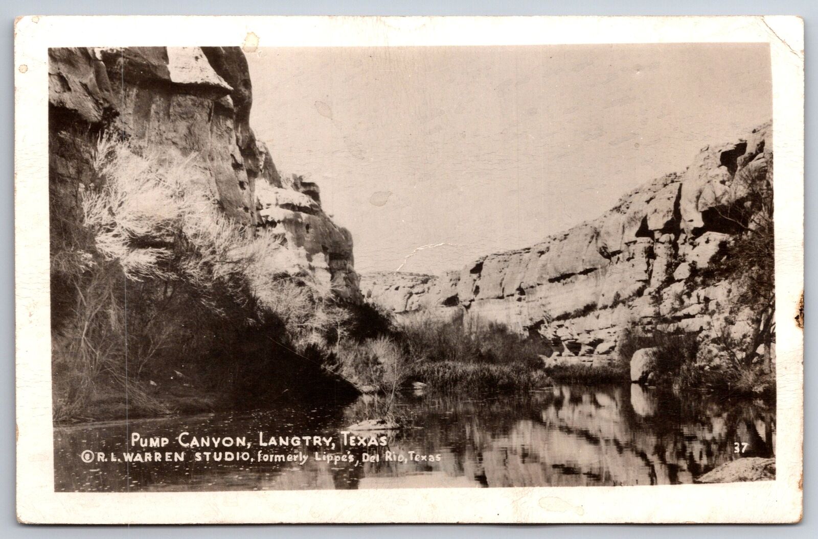 Langtry Texas~nr Coahuila Mexico~Rio Grande River In Pump Canyon~RL Warren RPPC