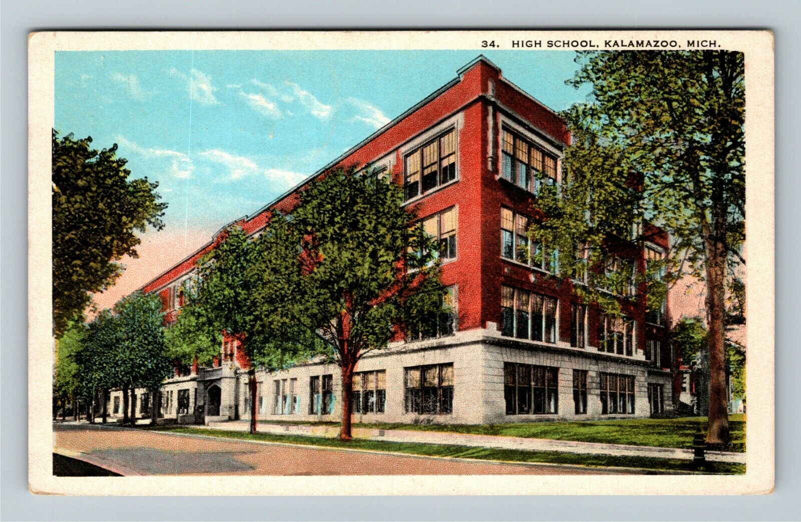 Kalamazoo MI-Michigan, HIGH SCHOOL, Exterior, c1951 Vintage Postcard