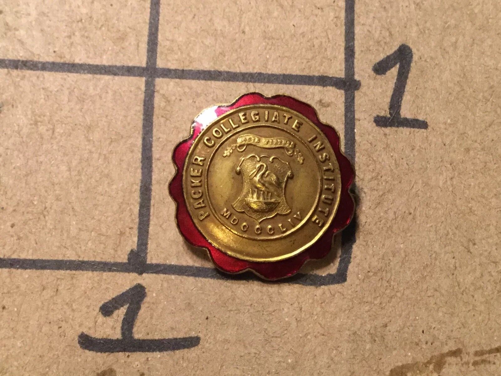 early vintage original school pin: PACKER COLLEGE #1