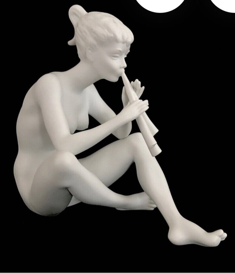 Kaiser Bisque White Porcelain Nude “Flute Player” Statue Figurine