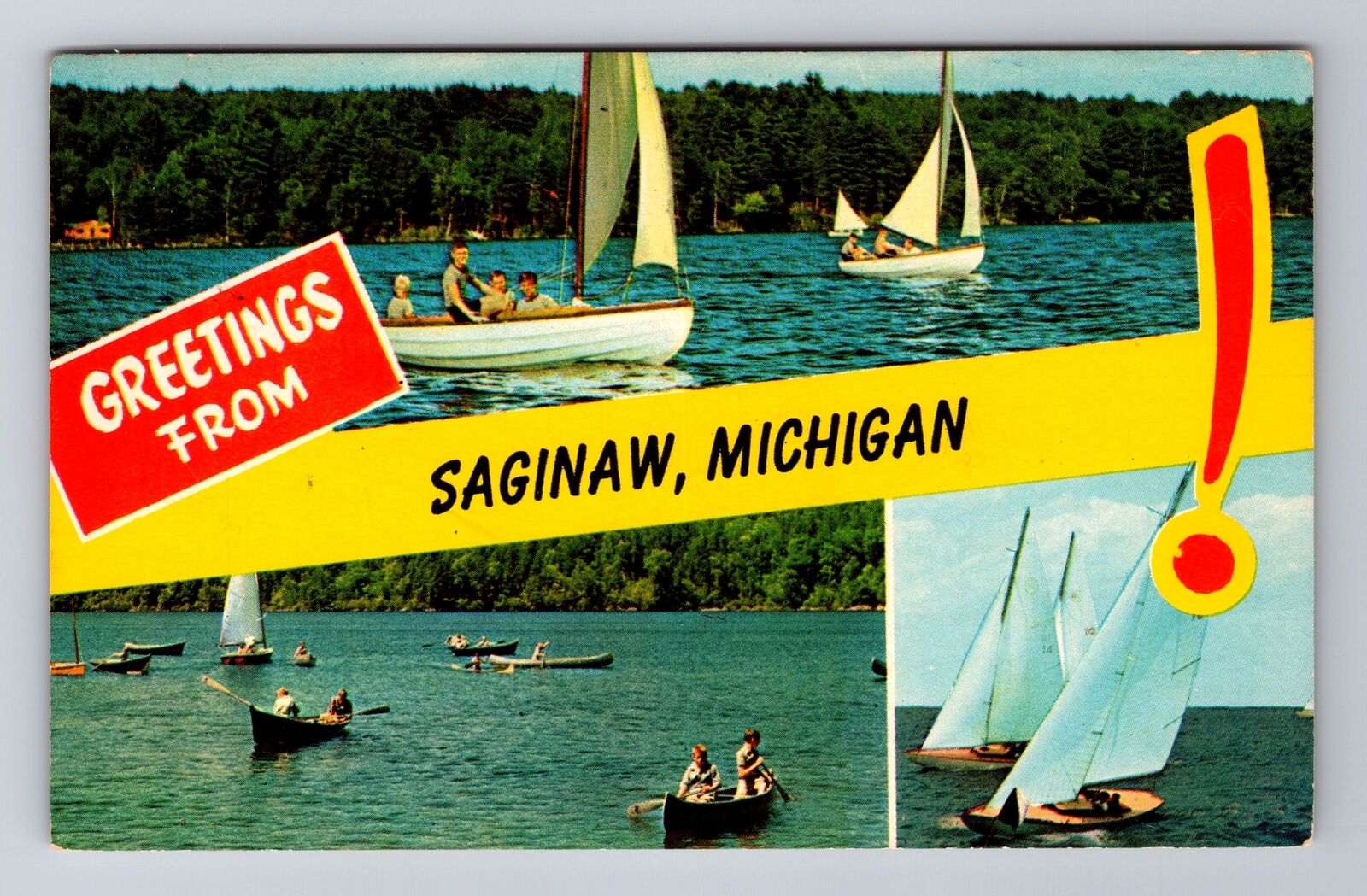 Saginaw MI-Michigan, General Banner Greetings, Scenic, Antique Vintage Postcard