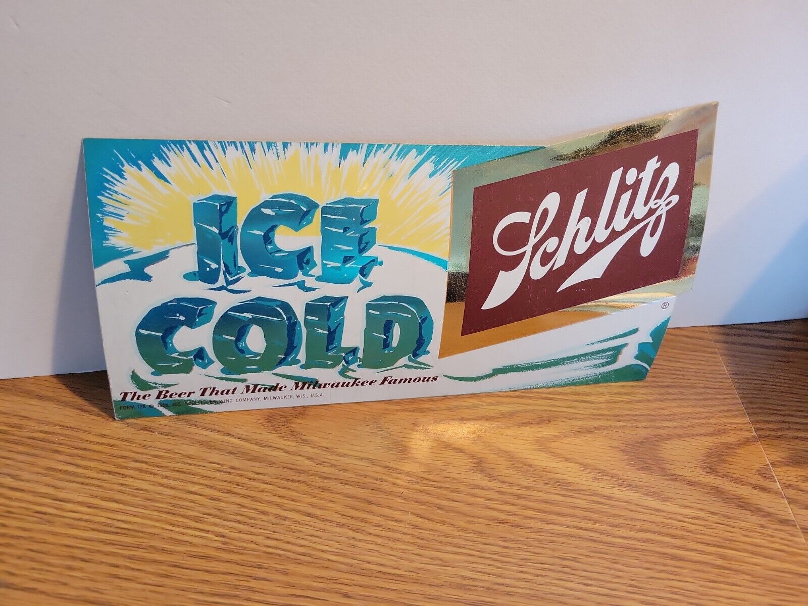 (VTG) 1958 schlitz Beer ice cold milwaukee sticker sign game room man cave 