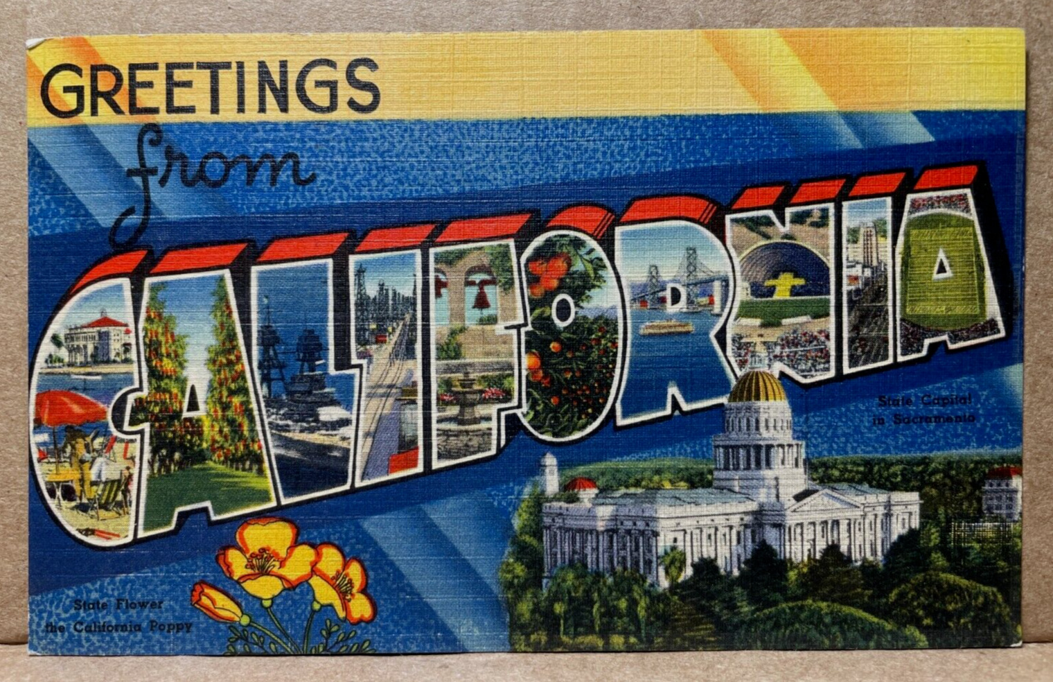 Postcard Greetings from California 1944 Multi View Large Letter