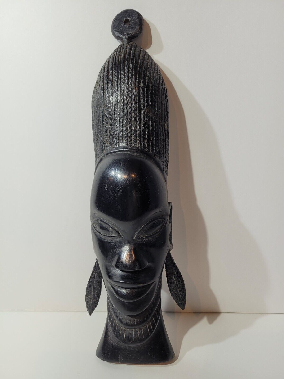 Vintage Carved African Tribal Woman Mask Head Ebony Ironwood