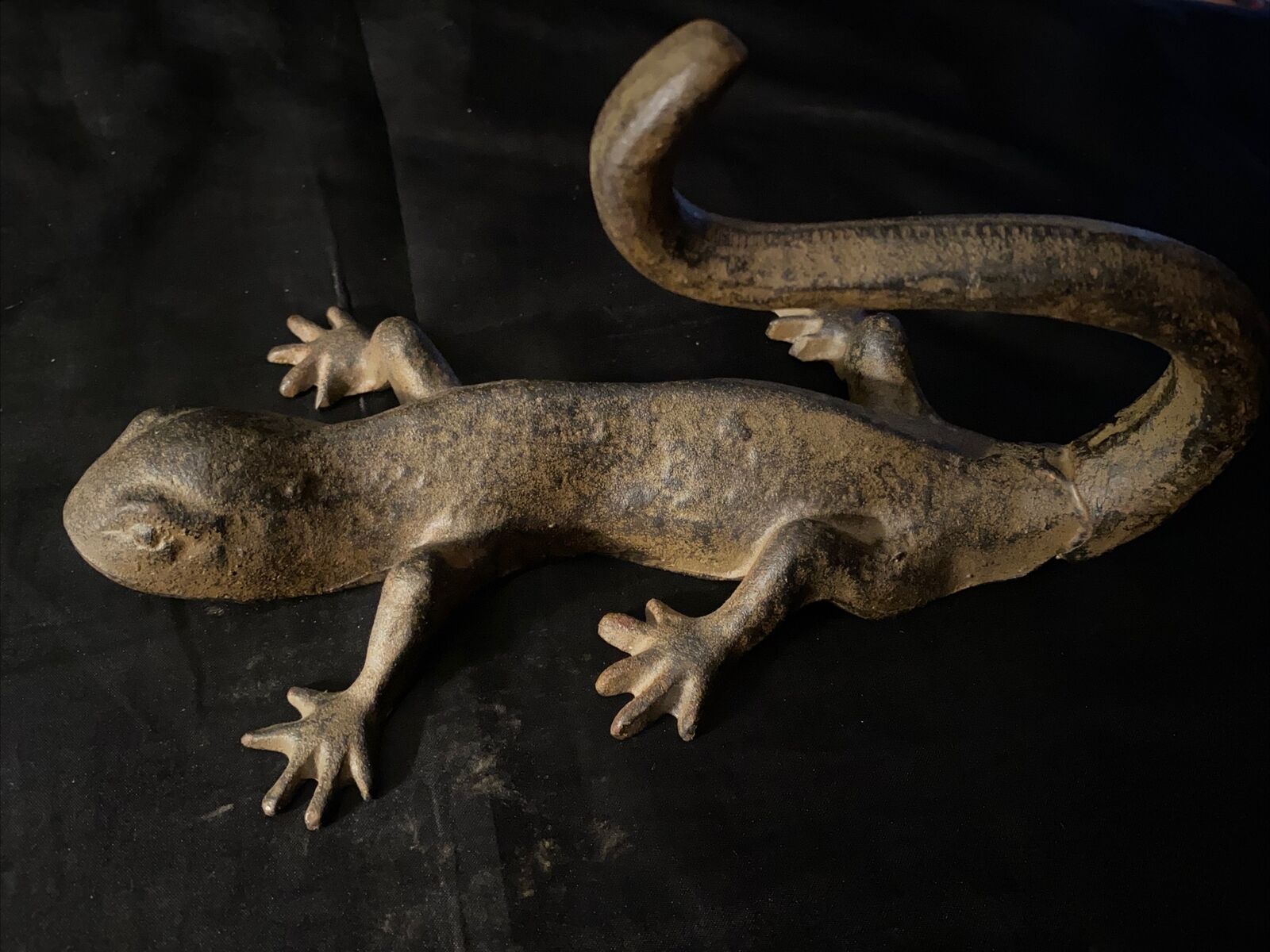 Antique Cast Iron Lizard Statue