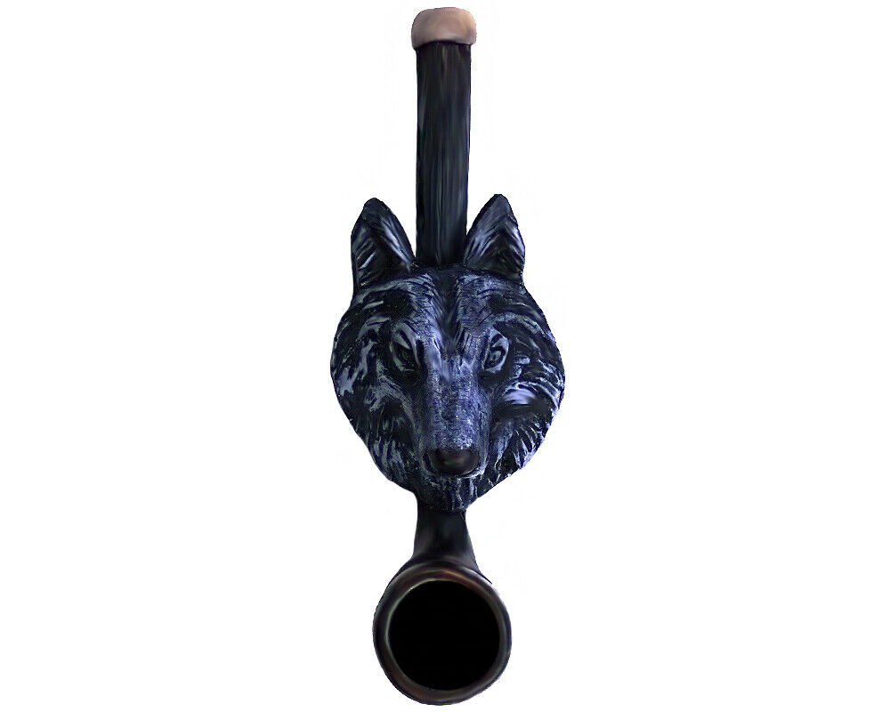 Wolf Head Handmade Tobacco Smoking Small Hand Pipe Spirit Animal Totem Wildlife