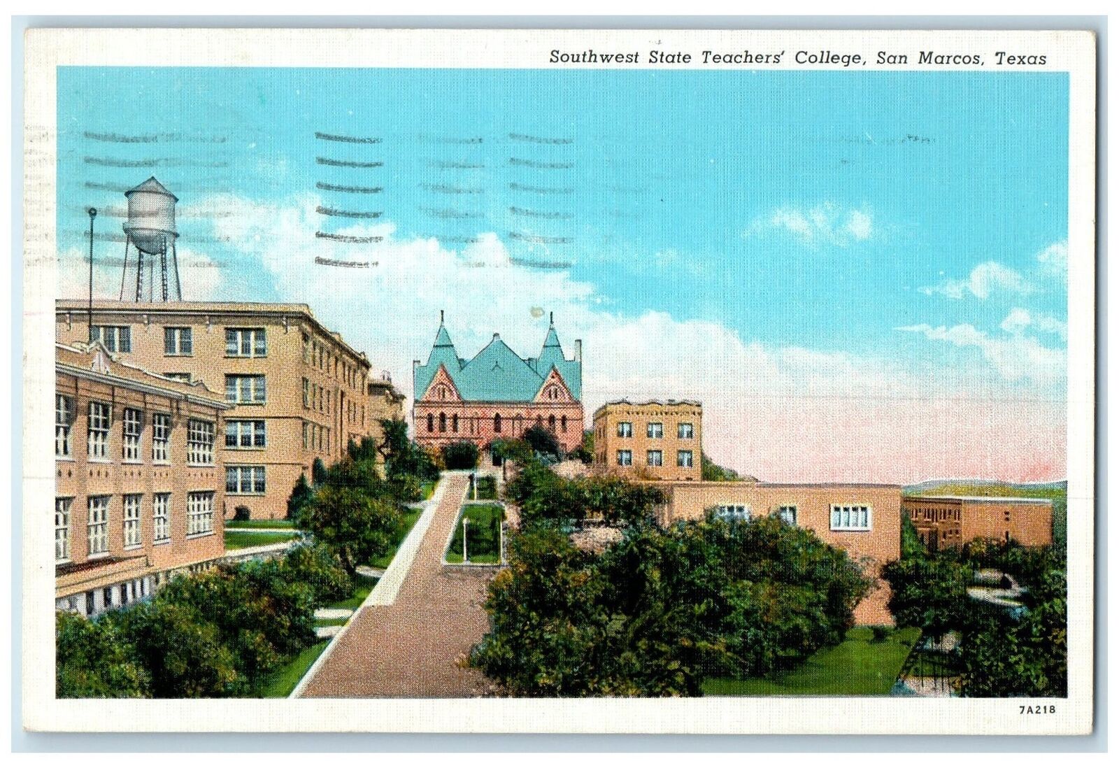 c1940\'s Southwest State Teacher\'s College Building Campus San Marcos TX Postcard