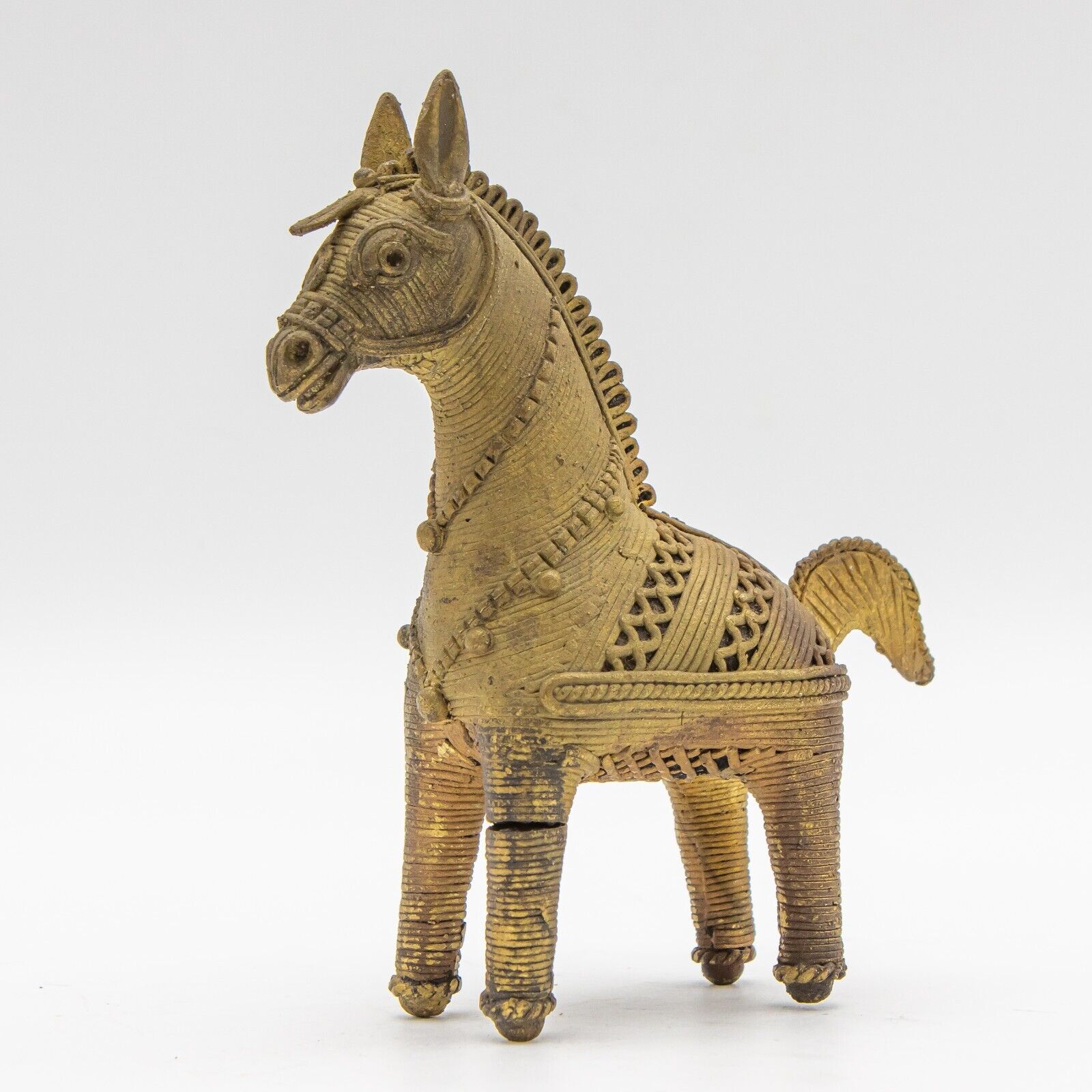 Vintage Indian Brass Dhokra Horse Figurine