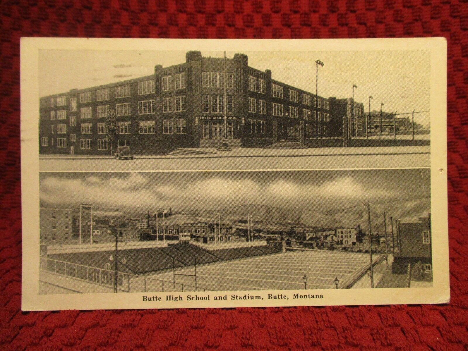 1952. BUTTE HIGH SCHOOL AND STADIUM. BUTTE, MONTANA. POSTCARD F2