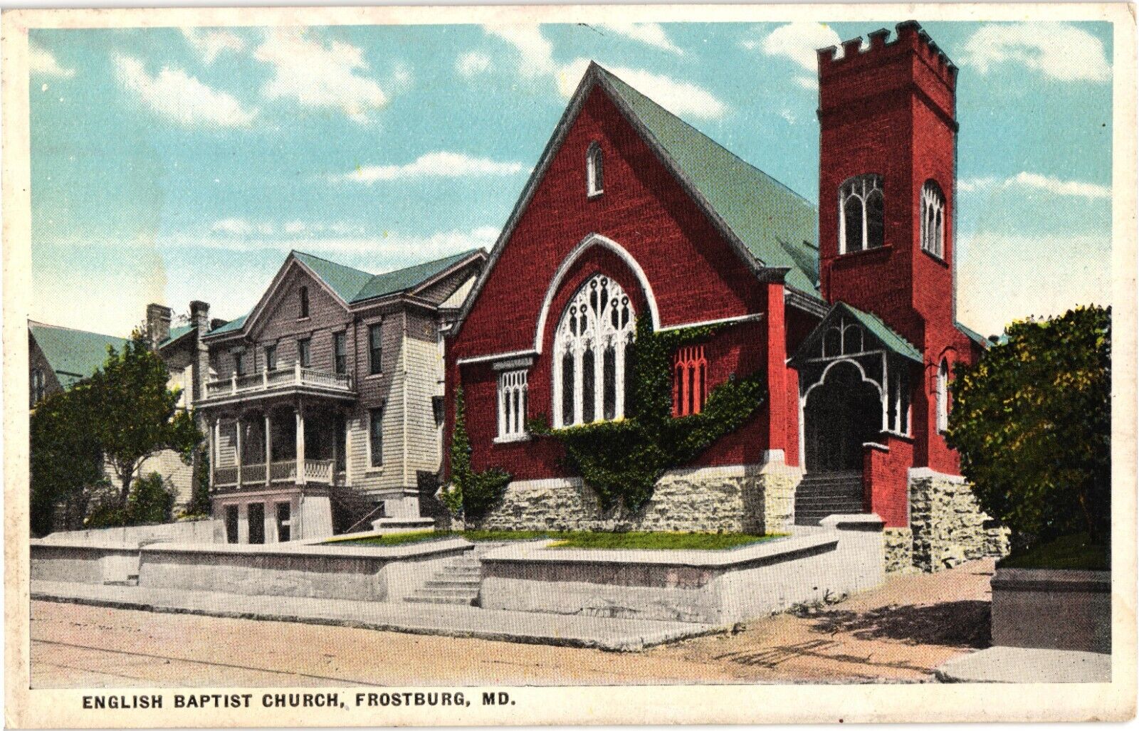 English Baptist Church Frostburg Maryland 1920s White Border Unused Postcard