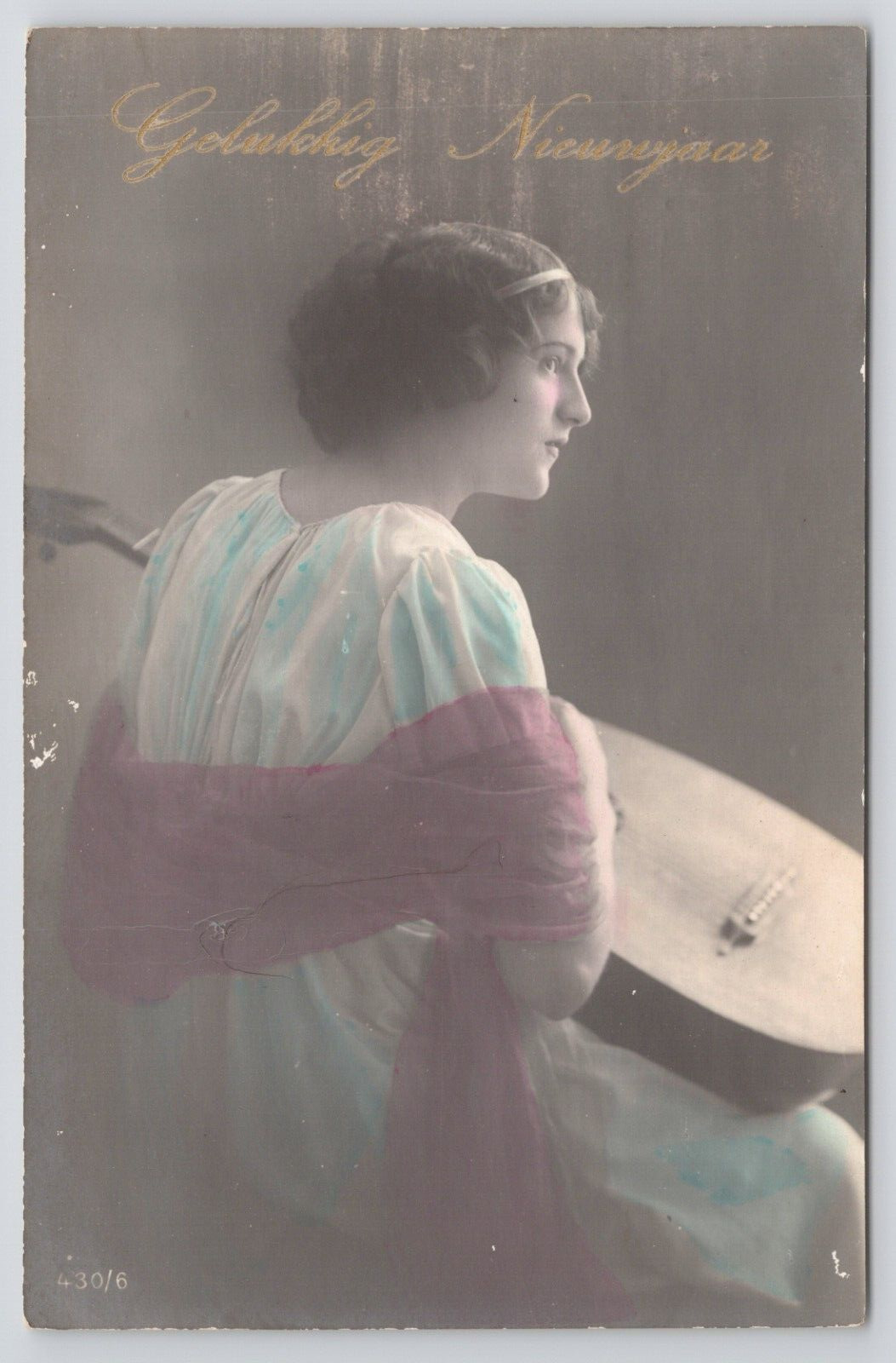 RPPC French Lady Hand Colored Tinted Real Photo Postcard