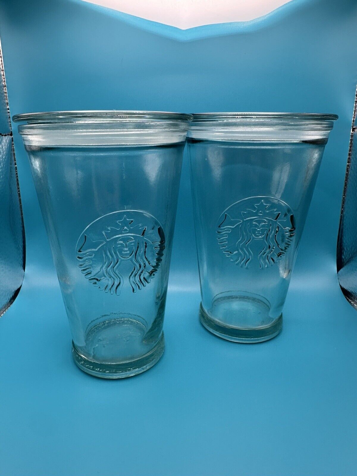 Starbucks Recycled Glass Tumbler Made in Spain 16 oz Cold Cup  X2 NO STRAW